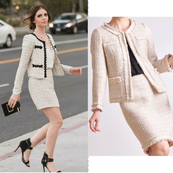 Serena Kay Paris Designer Skirt Suit Ivory Floral